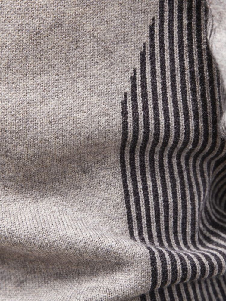 Randig Standard Rundhalsad Casual Slim Sweater