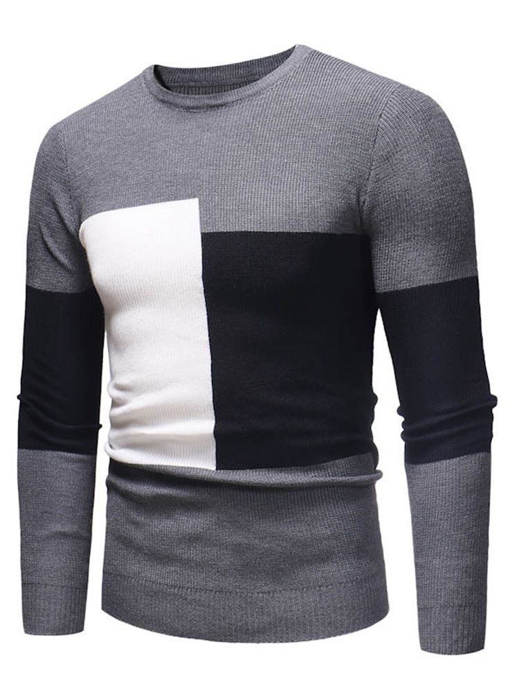 Rund Hals Patchwork Color Block Casual Slim Sweater