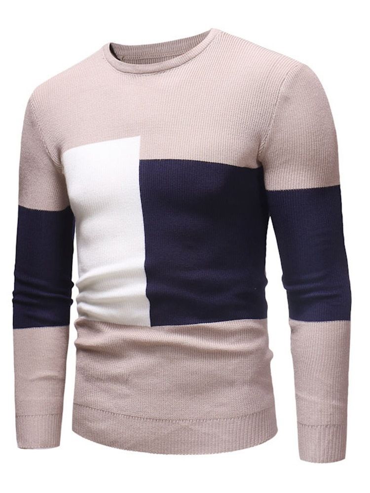 Rund Hals Patchwork Color Block Casual Slim Sweater