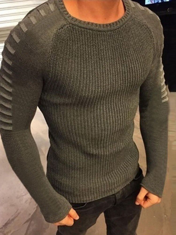 Rundhals Standard Color Block Fall Slim Sweater