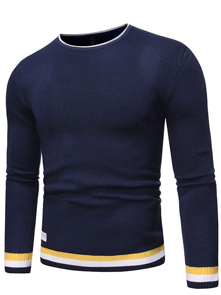 Rundhals Standard Color Block Winter Slim Sweater
