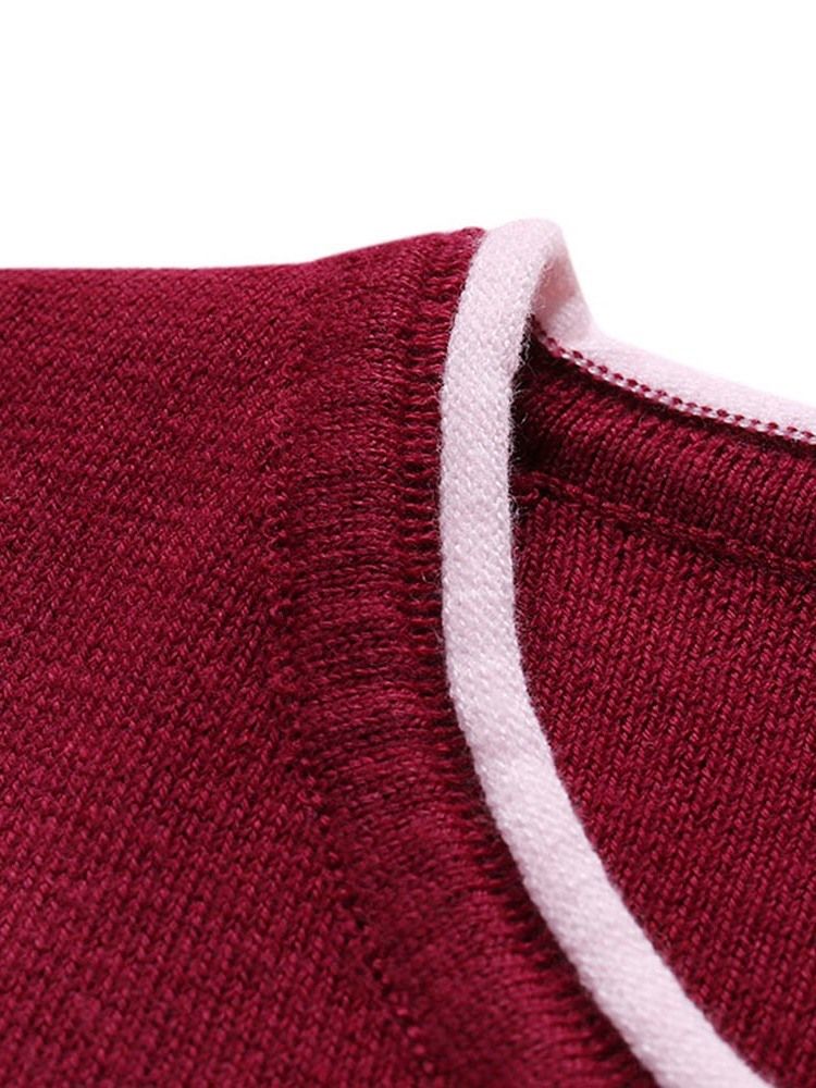 Rundhals Standard Color Block Winter Slim Sweater