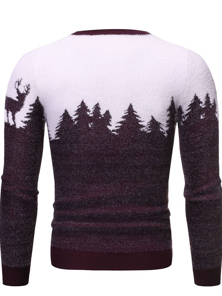 Rundhalsad Standard Animal Winter Slim Tröja För Män