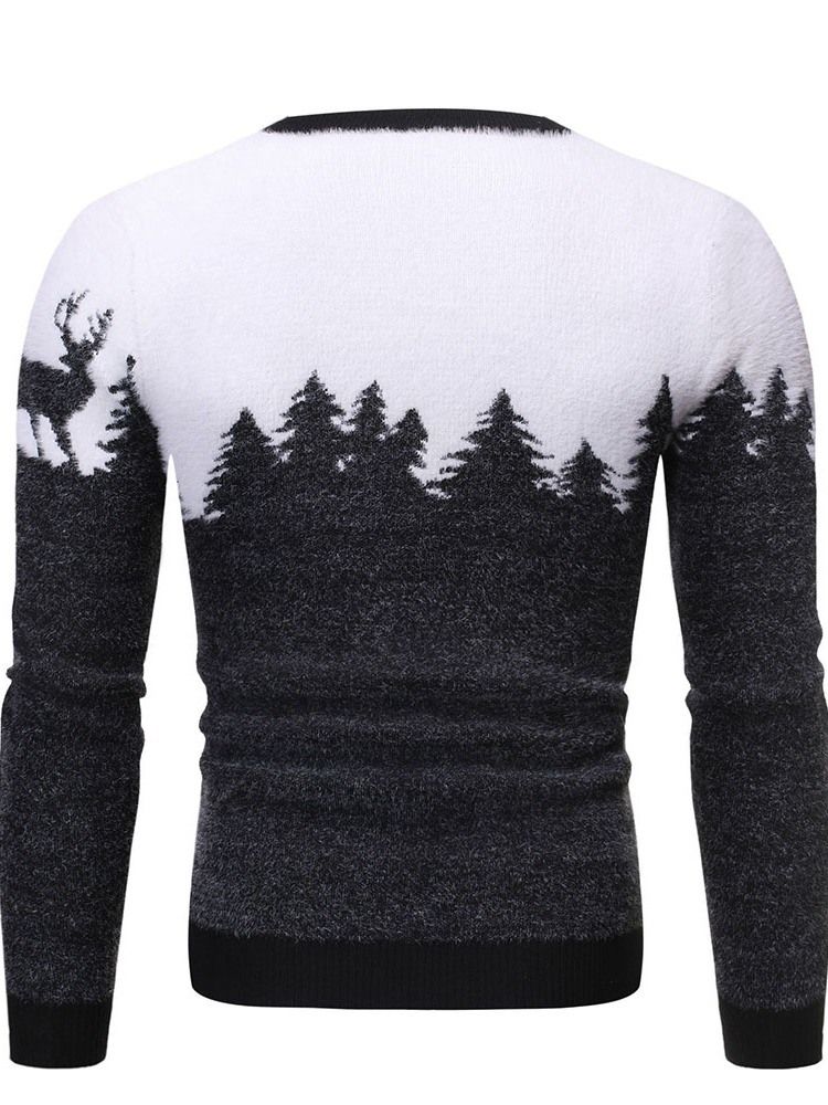 Rundhalsad Standard Animal Winter Slim Tröja För Män