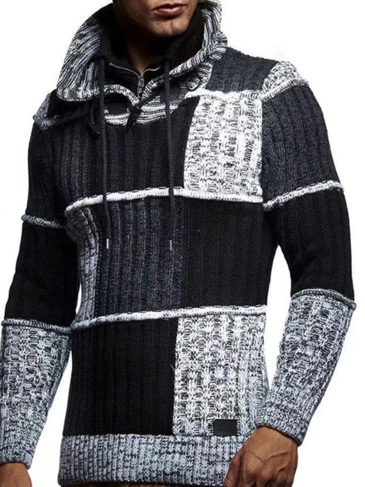 Standard Color Block Patchwork Fall European Sweater