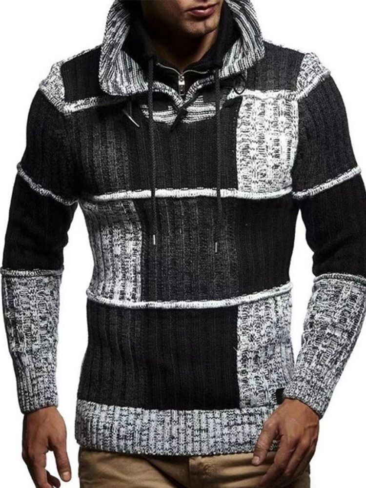 Standard Color Block Patchwork Fall European Sweater