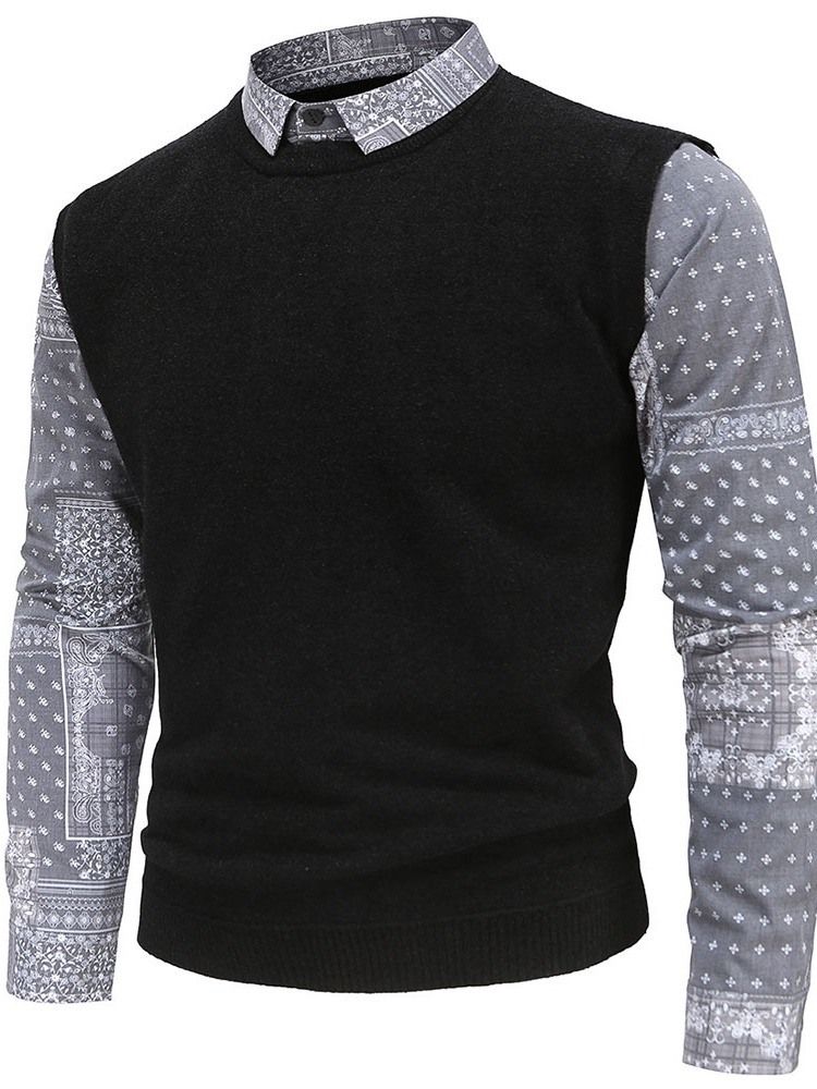 Standard Color Block Patchwork Spring Ol Casual Sweater