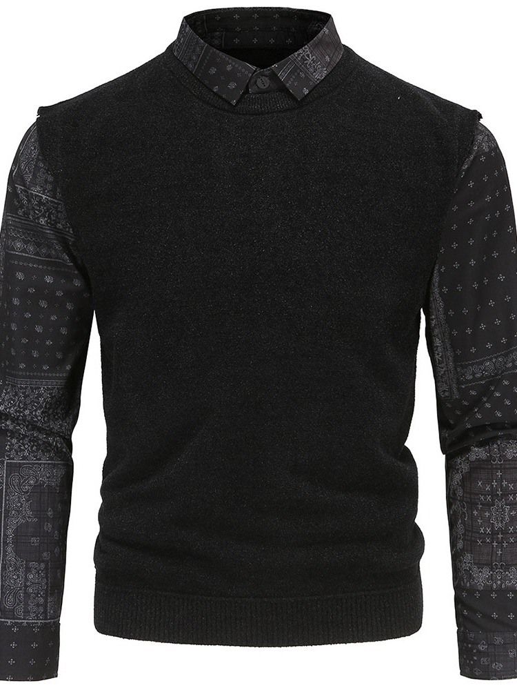 Standard Color Block Patchwork Spring Ol Casual Sweater