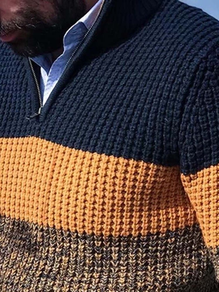 Standard Färgblock Casual Lös Stil Herrtröja