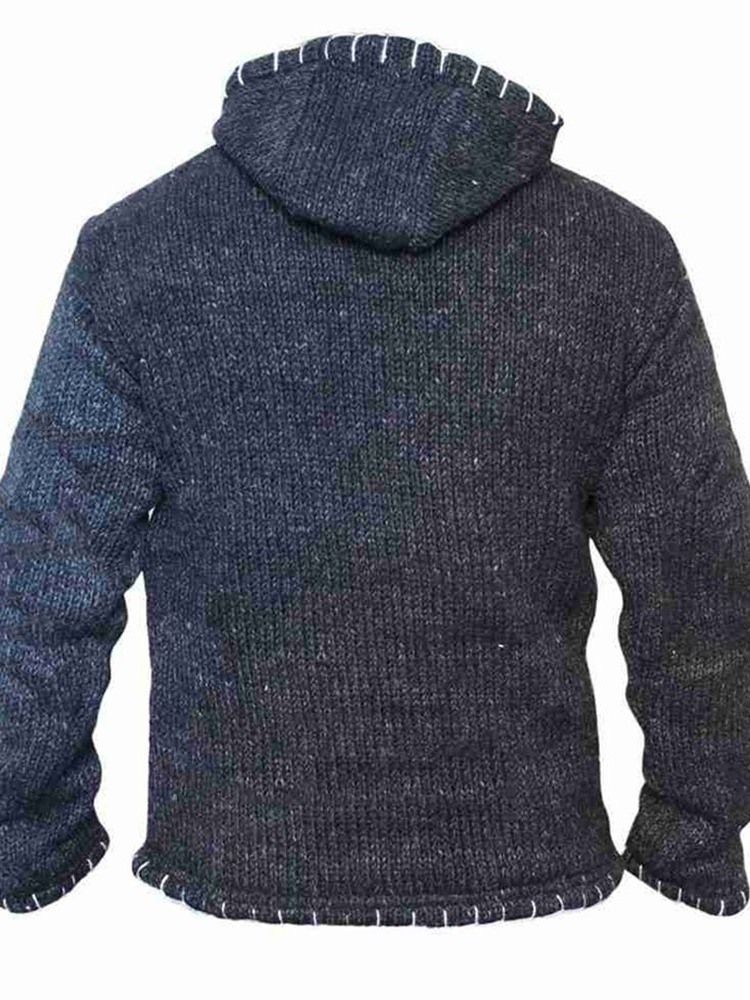 Standard Hooded Color Block European Straight Sweater