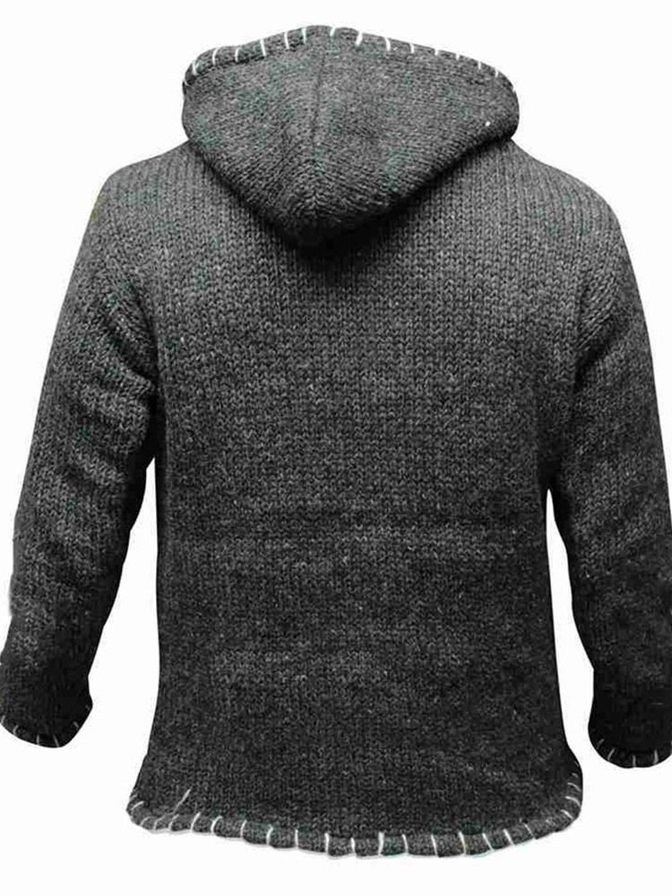 Standard Hooded Color Block European Straight Sweater