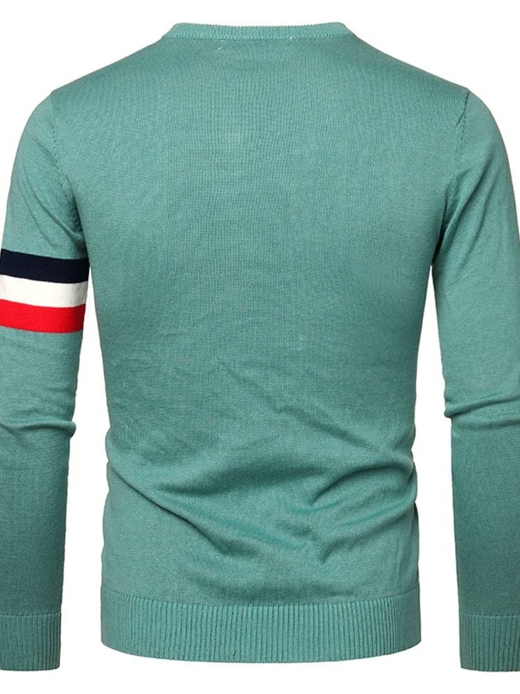 Standard Stripe Slim Casual Tröja Med Rund Hals