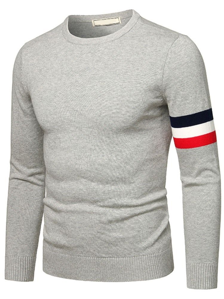 Standard Stripe Slim Casual Tröja Med Rund Hals