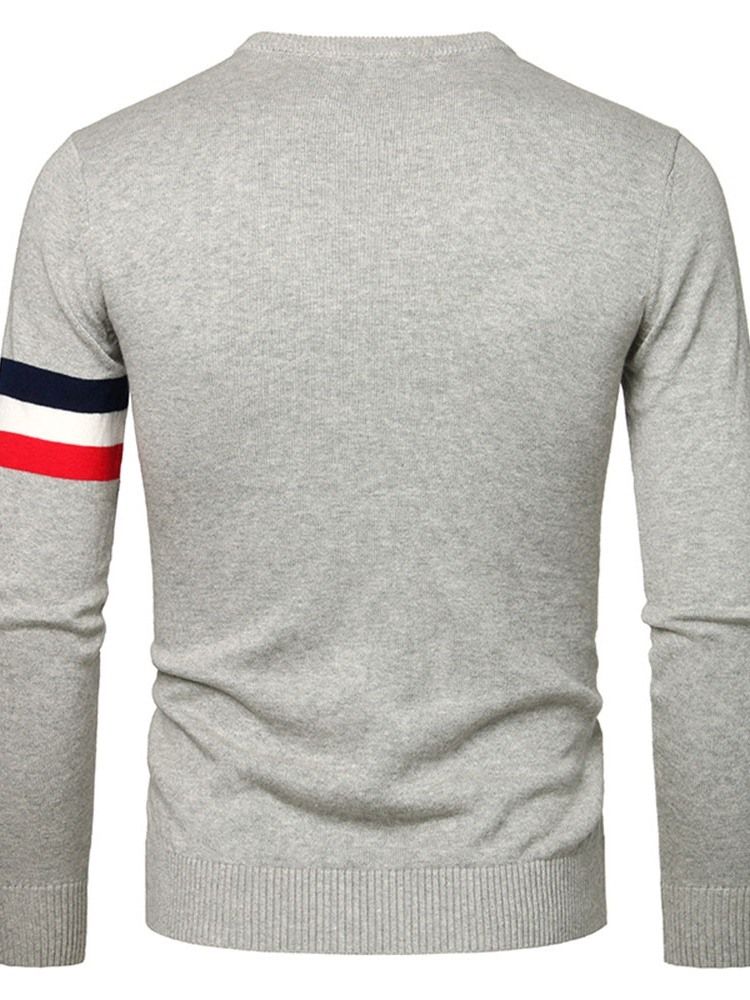 Standard Stripe Slim Casual Tröja Med Rund Hals
