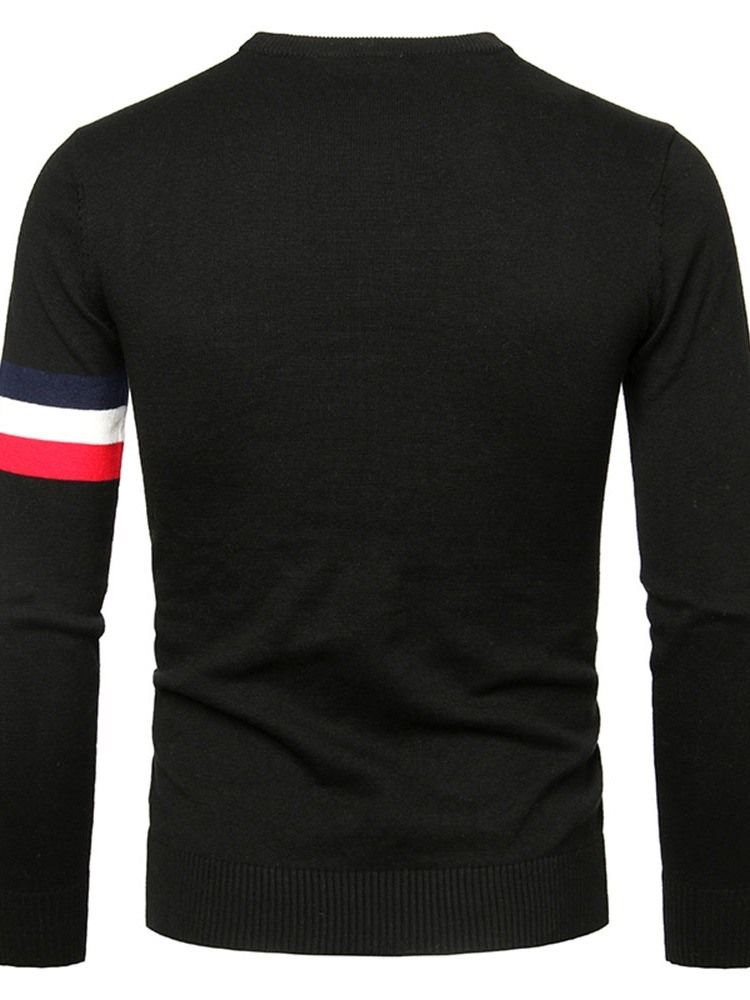 Standard Stripe Slim Casual Tröja Med Rund Hals