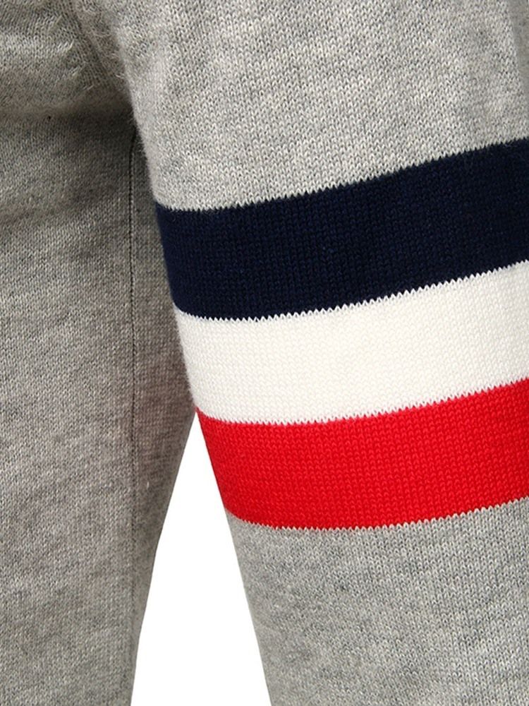 Standard Stripe Slim Casual Tröja Med Rund Hals