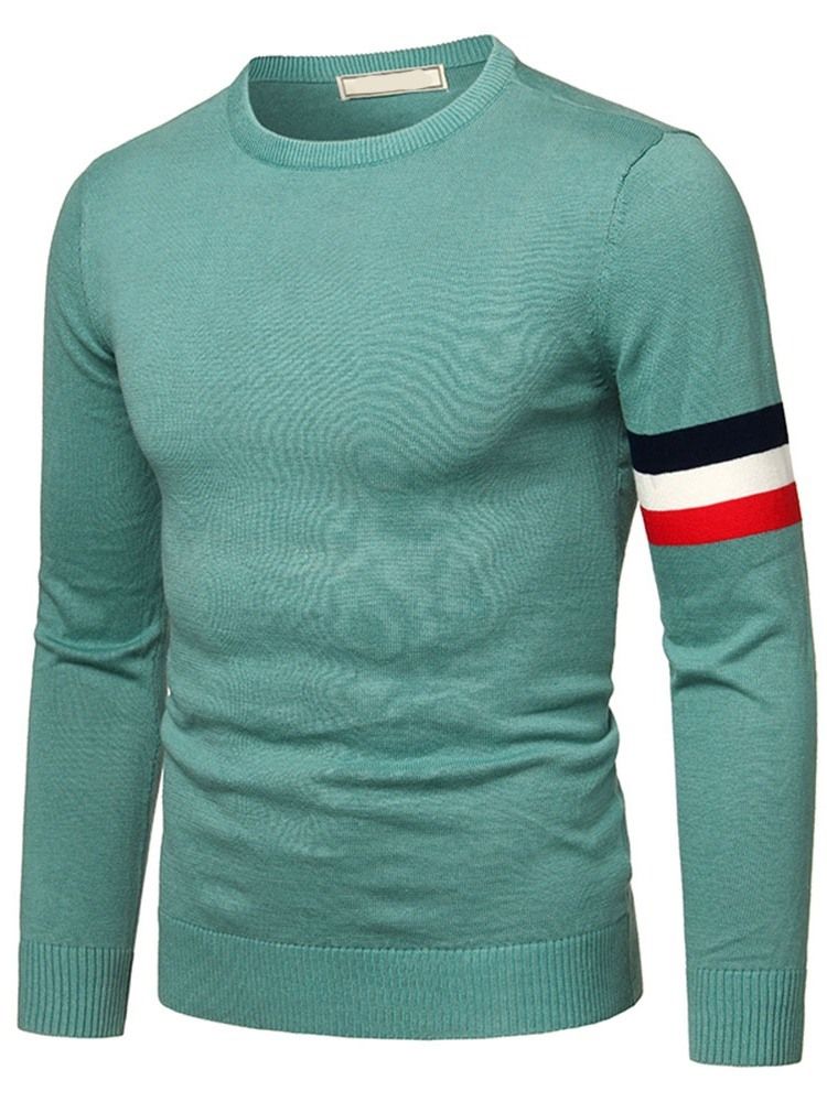 Standard Stripe Slim Casual Tröja Med Rund Hals