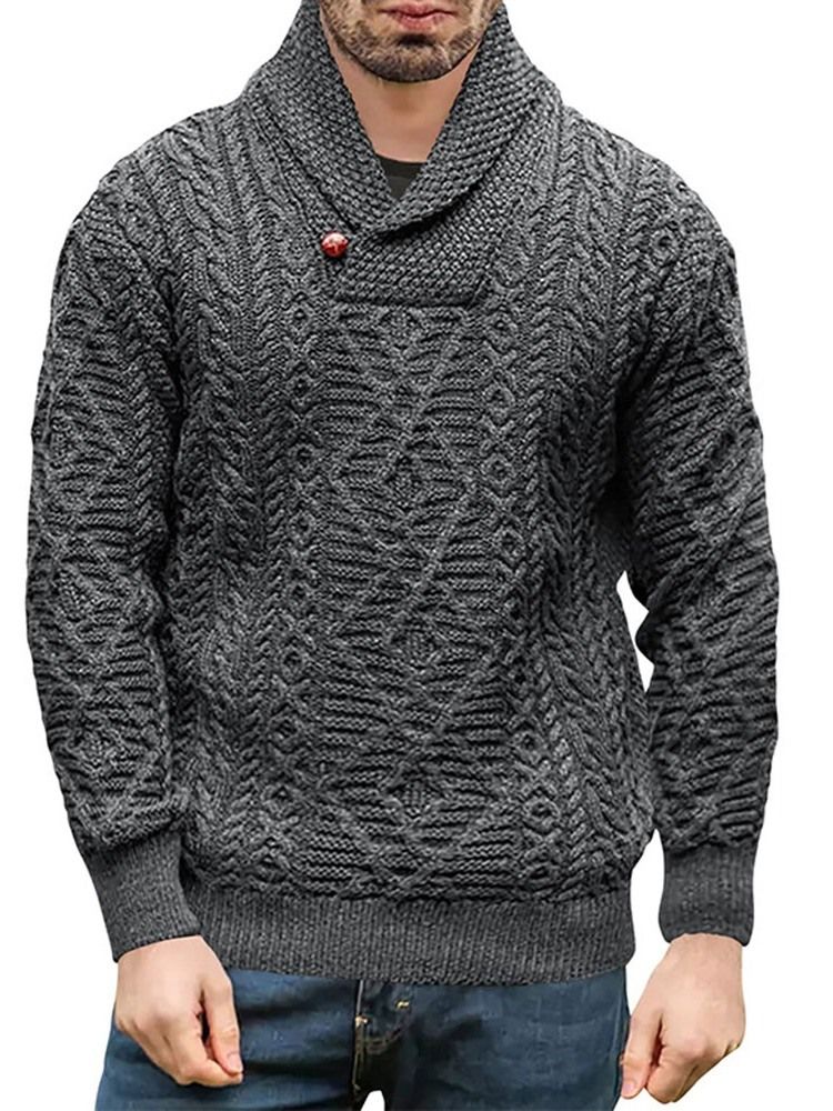 Turtleneck Button Standard Vinter Slim Sweater