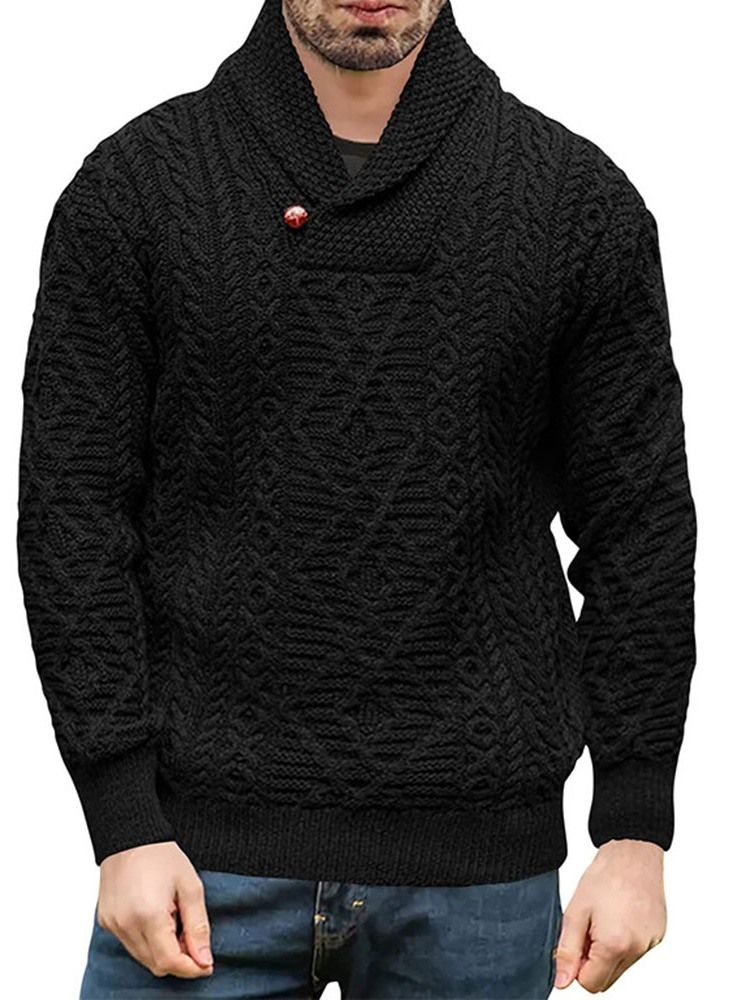 Turtleneck Button Standard Vinter Slim Sweater