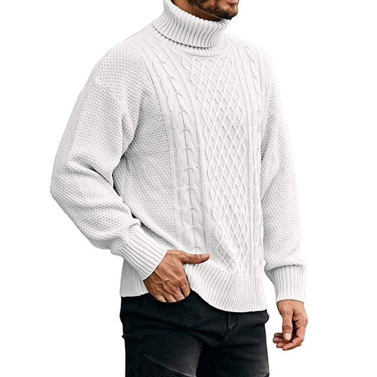 Turtleneck Plain Standard Casual Vintertröja