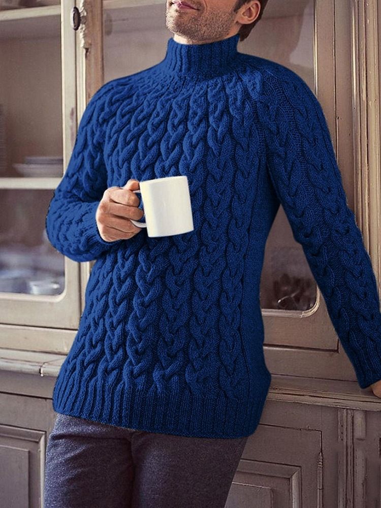 Turtleneck Vanlig Standard Vinter Tröja För Män