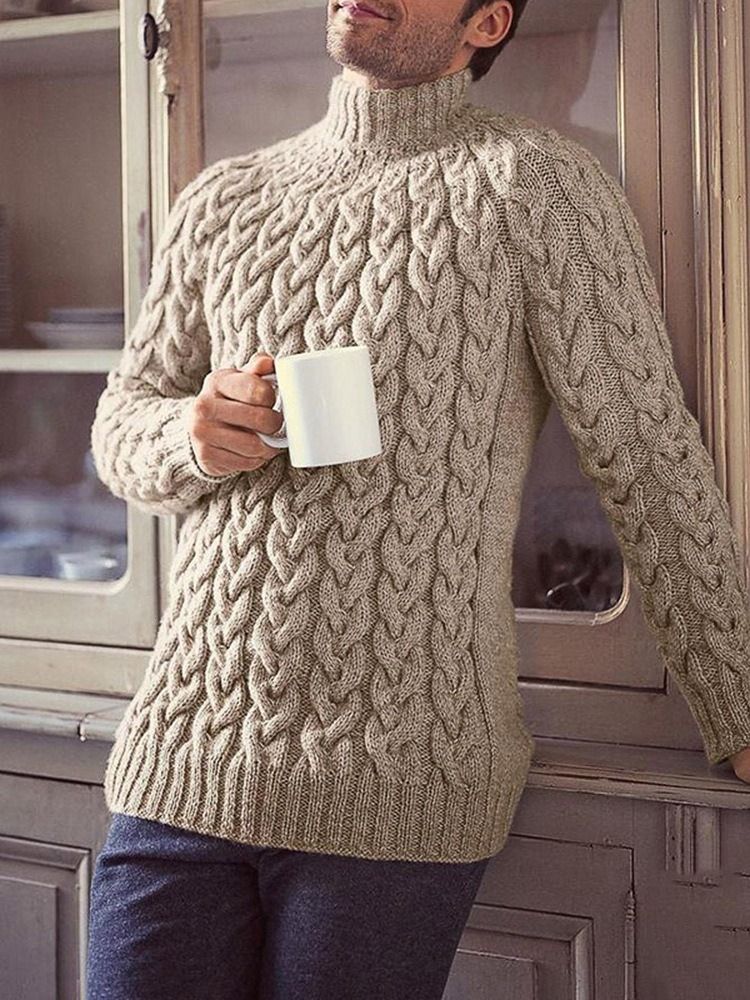 Turtleneck Vanlig Standard Vinter Tröja För Män