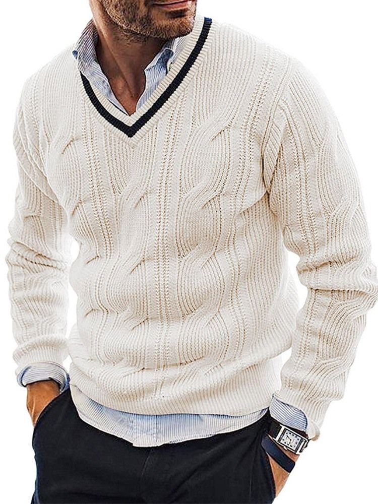 V-Ringad Vanlig Standard Fall Casual Pullover Tröja