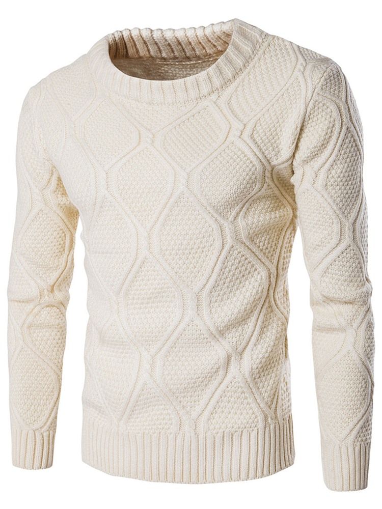 Vanlig Rund Hals Jacquard Vogue Varm Tröja För Män
