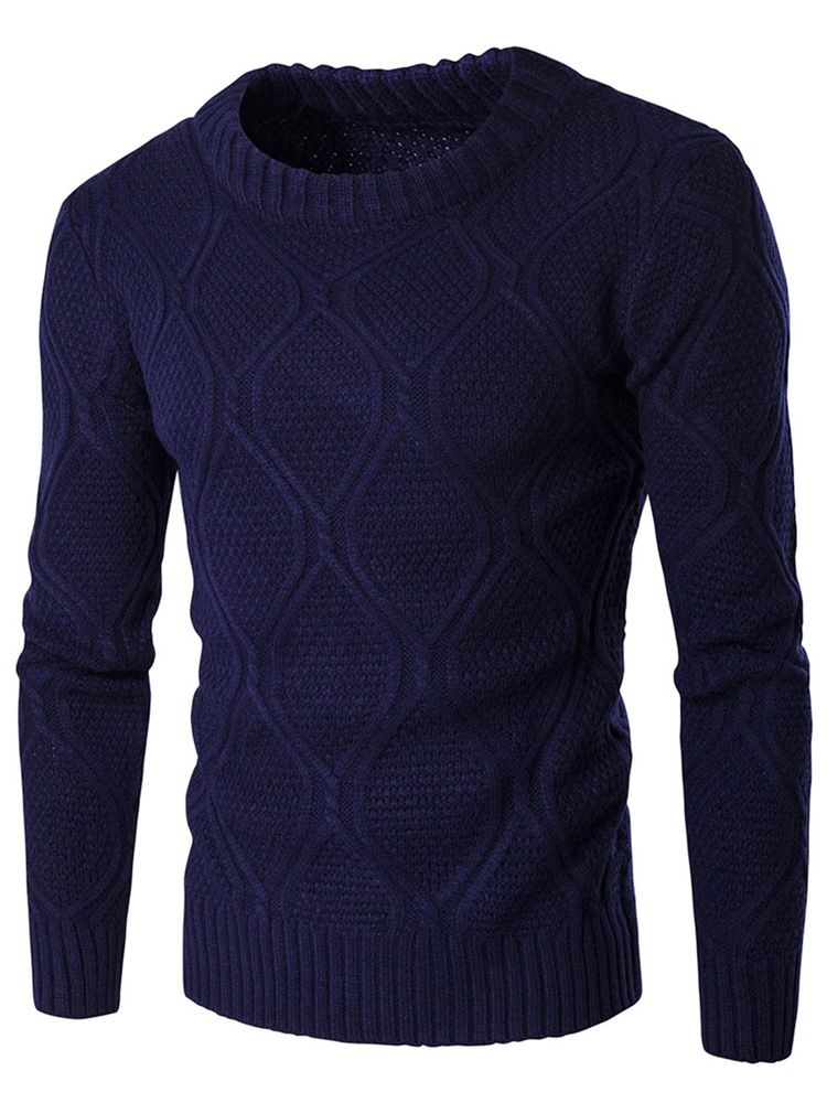 Vanlig Rund Hals Jacquard Vogue Varm Tröja För Män
