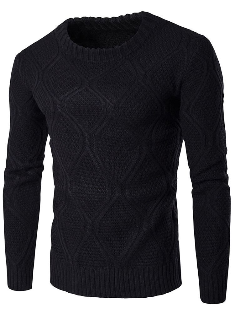Vanlig Rund Hals Jacquard Vogue Varm Tröja För Män