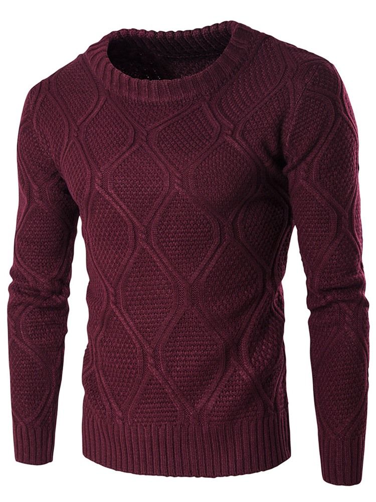 Vanlig Rund Hals Jacquard Vogue Varm Tröja För Män