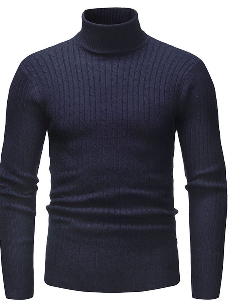 Vanlig Standard Turtleneck Casual Slim Tröja För Män