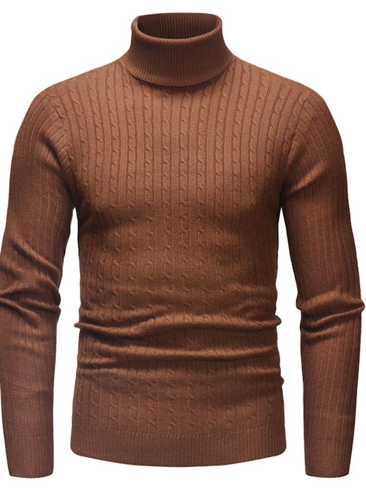 Vanlig Standard Turtleneck Casual Slim Tröja För Män