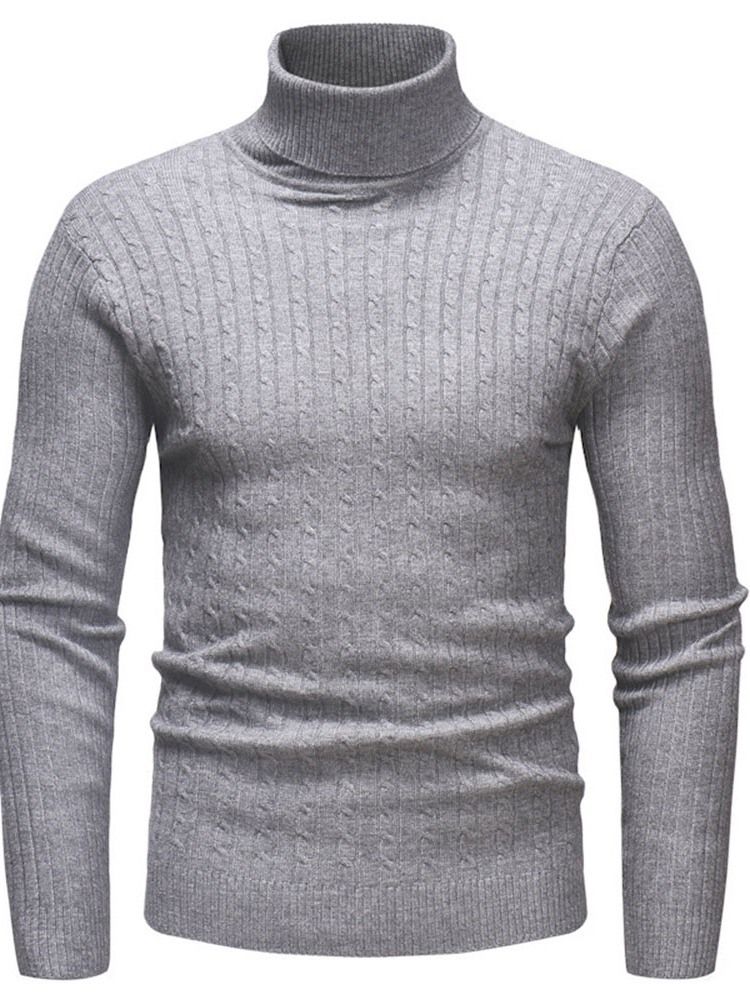 Vanlig Standard Turtleneck Casual Slim Tröja För Män
