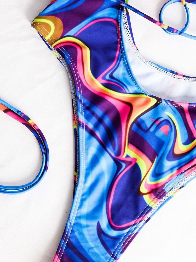 Blommig Backless Sexig One Piece Badkläder