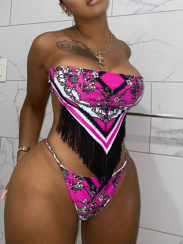 Blommönster Etniska Badkläder Monokini