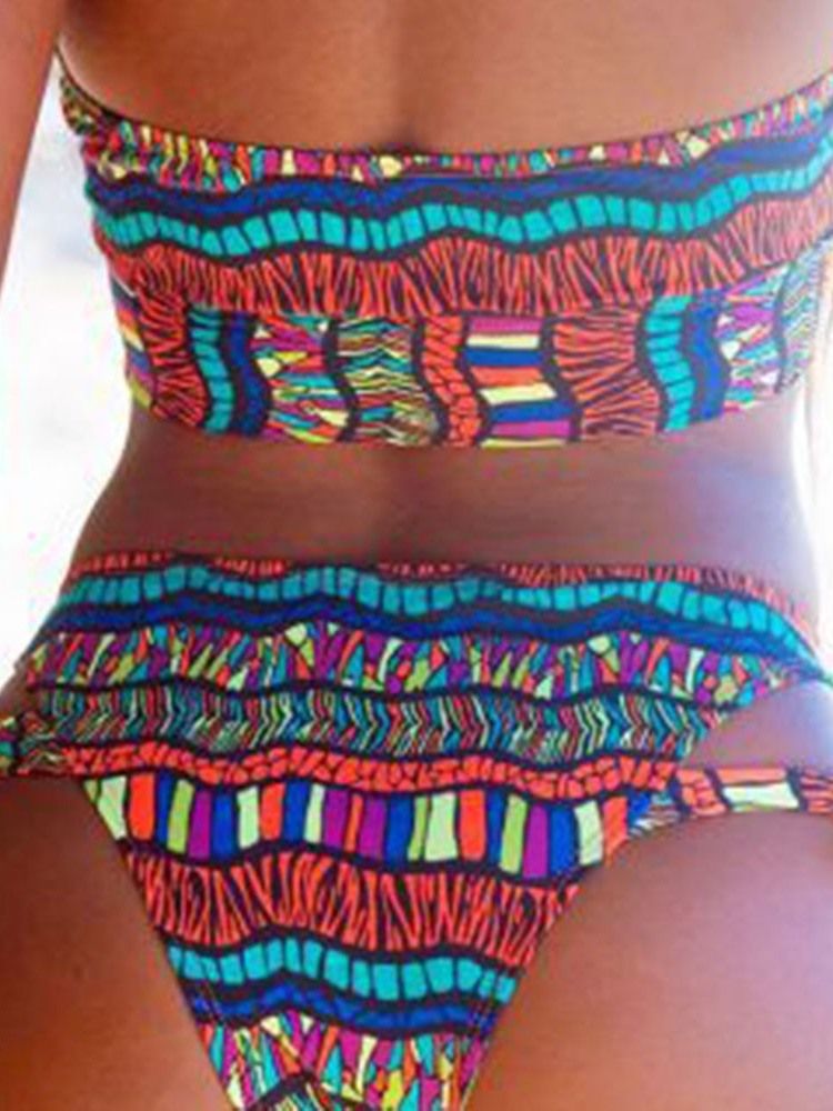 Color Block Hollow Bikini Set Sexig Baddräkt