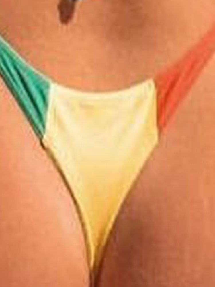 Color Block Micro Bikini Med Snörning