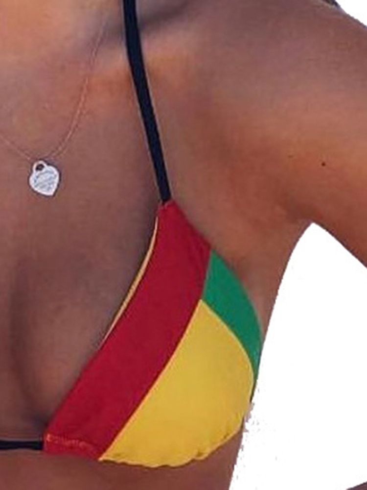 Color Block Micro Bikini Med Snörning