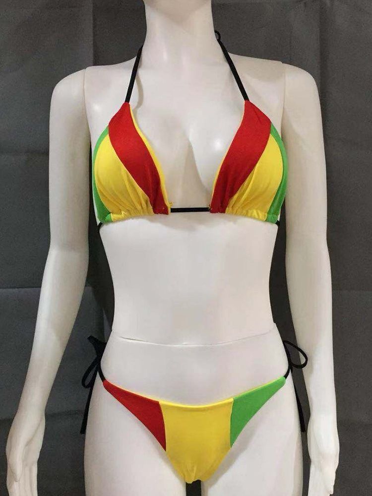 Color Block Micro Bikini Med Snörning