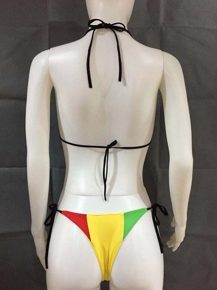Color Block Micro Bikini Med Snörning