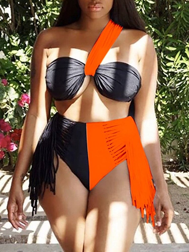 Color Block Western Tankini Set Dambadkläder