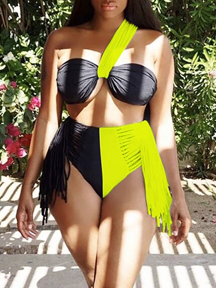 Color Block Western Tankini Set Dambadkläder