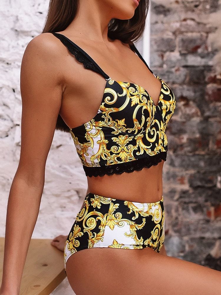Dam Tankini Set Sexiga Spetsbadkläder