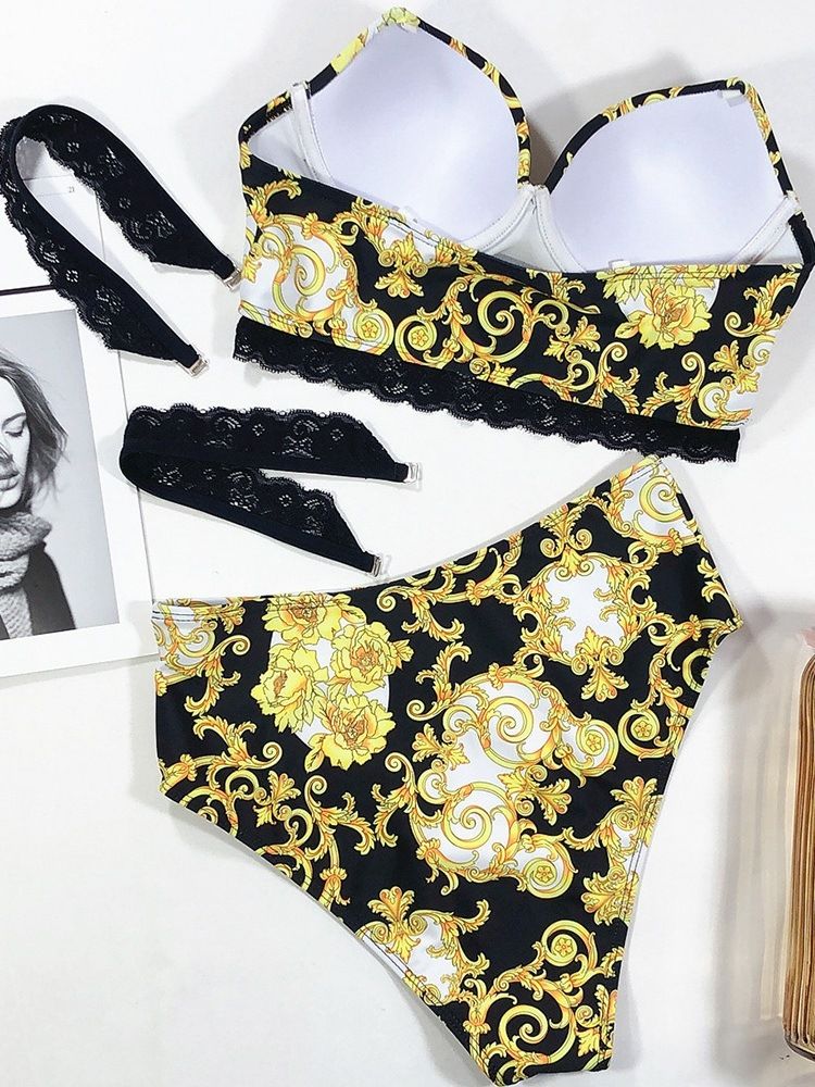 Dam Tankini Set Sexiga Spetsbadkläder