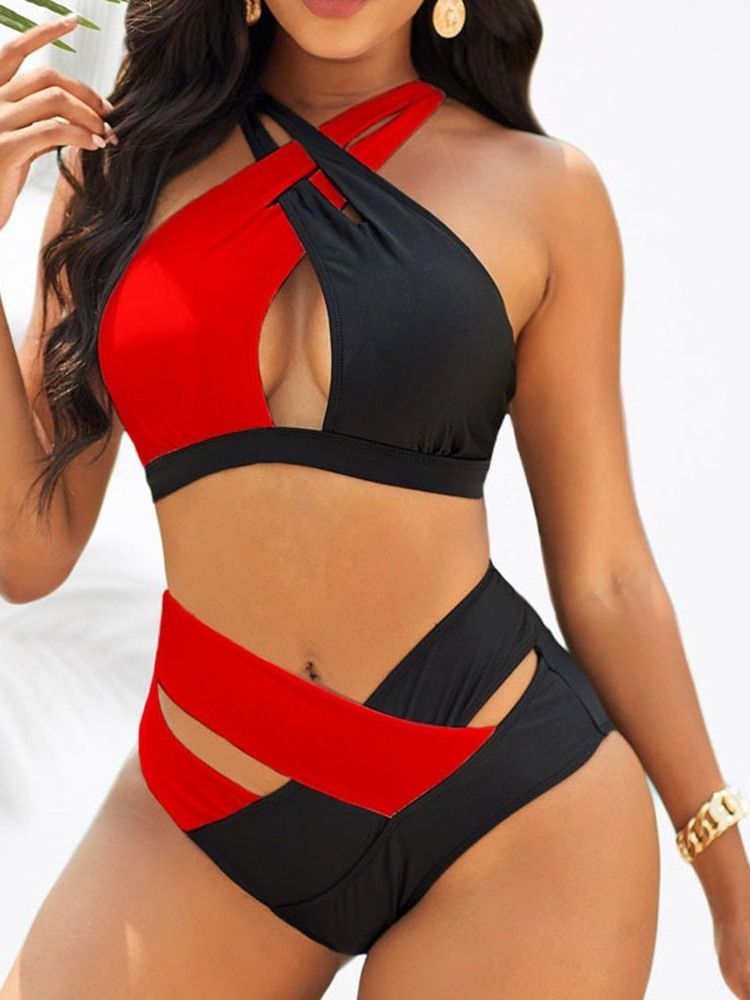 Färgblock Sexiga Badkläder Tankini Set