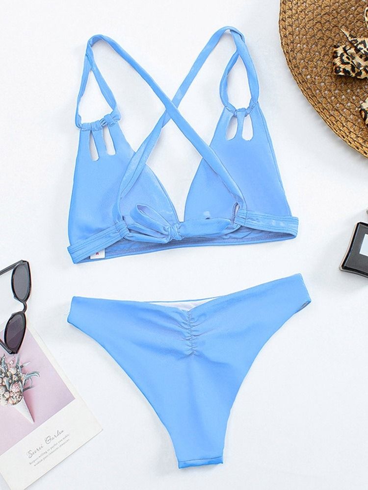 Himmelsblå Sexig Tankini Set Vanliga Badkläder