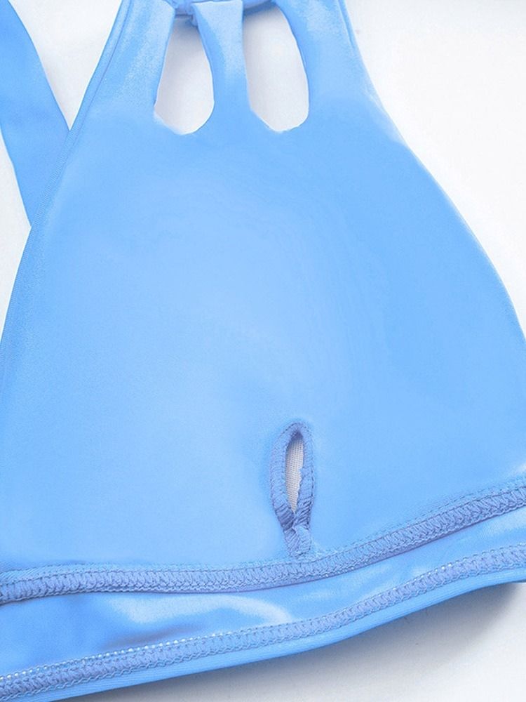 Himmelsblå Sexig Tankini Set Vanliga Badkläder
