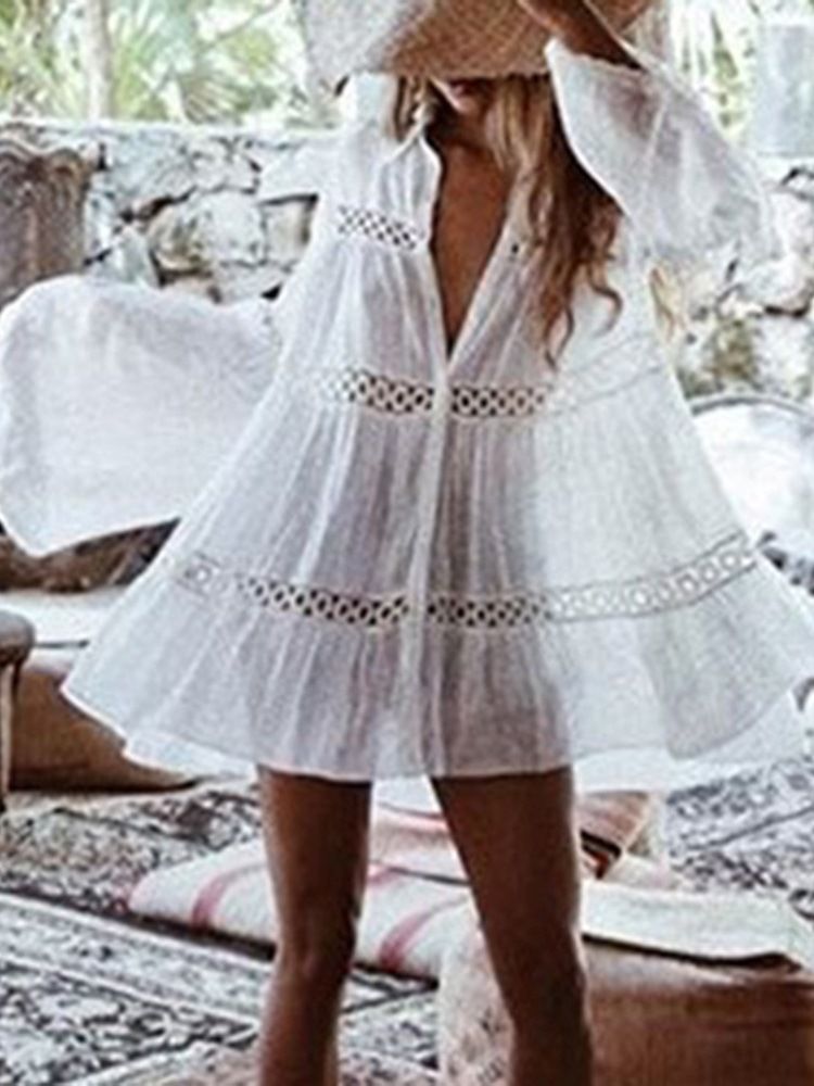 Plain Patchwork Beach Look Damtopp