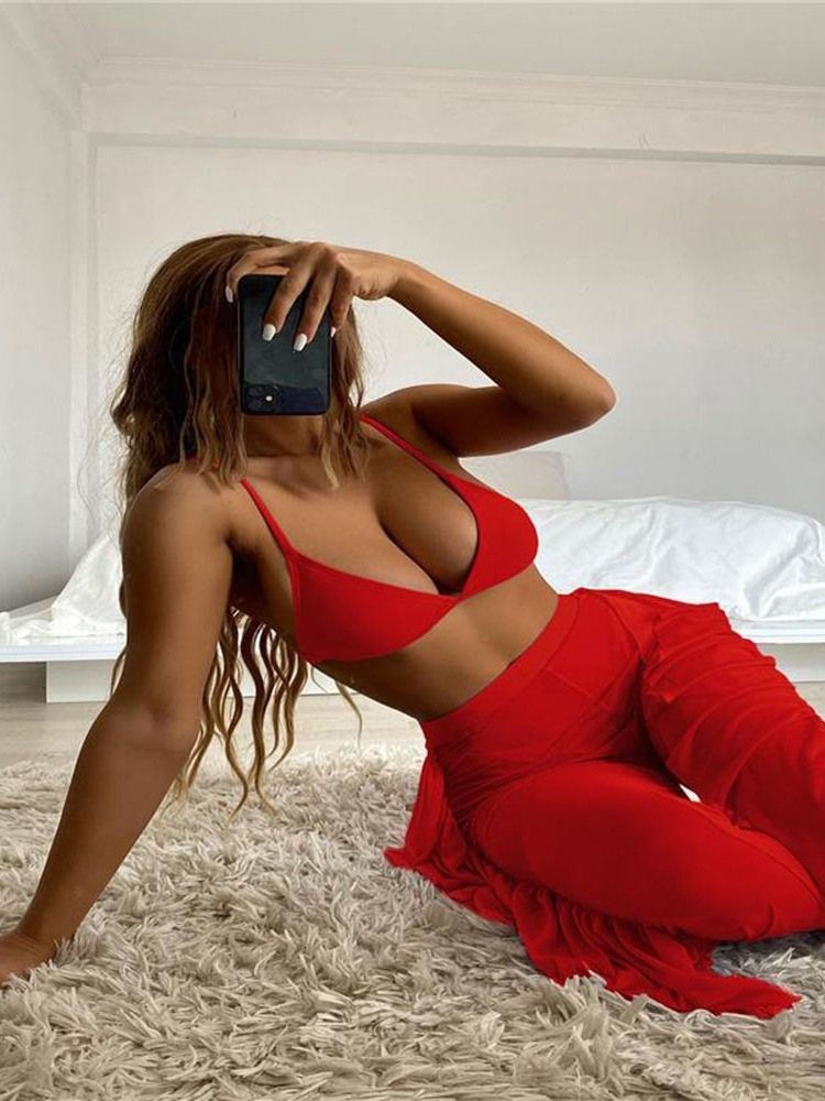 Plisserad Sexig Tankini Set Badkläder